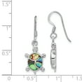 thumbnail image 2 of Sterling Silver Rhodium-plated Abalone Turtle Dangle Earrings, 2 of 5