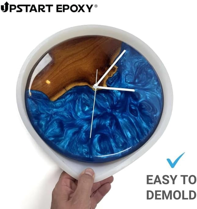 Upstart Epoxy Round Silicone Mold for Epoxy Resin Casting, 12.2 inch Dia. x 2.2 inch Height, Great for Resin and Wood Arts and Crafts, DIY Charcuterie Board, Wall Clock, Durable, Reusable, (White)