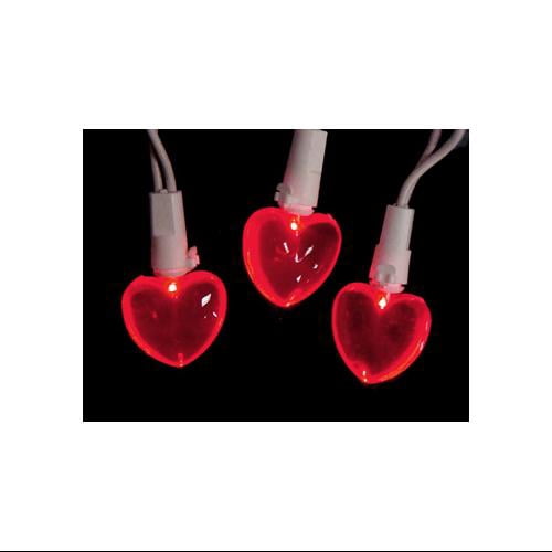 Set of 20 Red LED Mini Valentine's Day Heart Lights White Wire