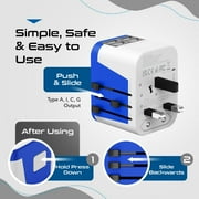 Ceptics Universal Travel Adapter Plug World Power W/ 4 USB Ports - Charge Cell Phones, Smart Watches, iPhones - For International Europe, China, UK, UAE, Australia - Type A, C, G, I