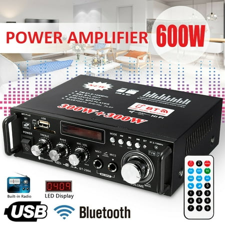 600w Amp - 600W LCD Amplifier HIFI Audio Stereo Bluetooth FM 2CH AMP Car Home USB SD MP3 Player