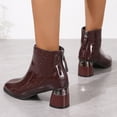 thumbnail image 3 of NECHOLOGY Botas Mujer Adulto Femenino Zapatos Botines para mujer Botas de tobillo de tacón grueso con cremallera trasera de cuero de Color sólido de estilo británico de moda para mujer (Wine, 6.5), 3 of 6