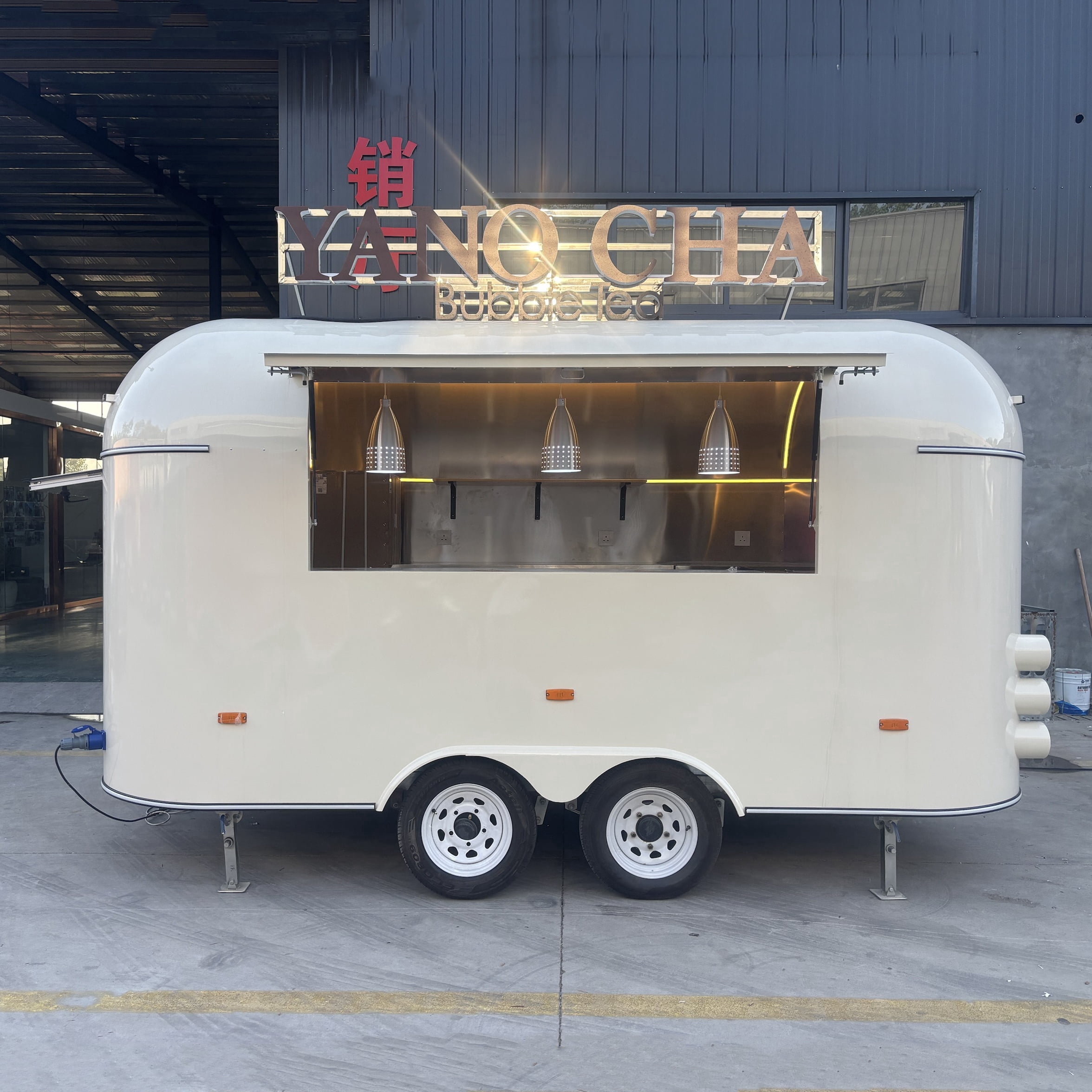 COGSUN Commercial Outdoor Catering Food Cart – Stainless Steel Mobile Food Service Unit with Prep Workspace for Street Food, Events and Business Use