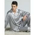 thumbnail image 2 of Elegant Mens Pajamas, Two Piece Set, Soft Satin Feel Sleepwear, 2 of 6