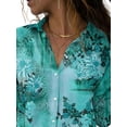 thumbnail image 3 of DYMADE Floral Print Shirts Long Sleeve Button Tops Casual Office Women Formal Blouse, 3 of 4