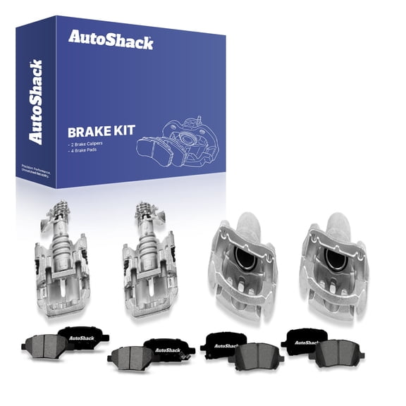 AutoShack Front & Rear Brake Calipers   Ceramic Brake Pads Replacement for 2006-2008 Pontiac G6 2004-2008 Chevrolet Malibu 12-PC Kit