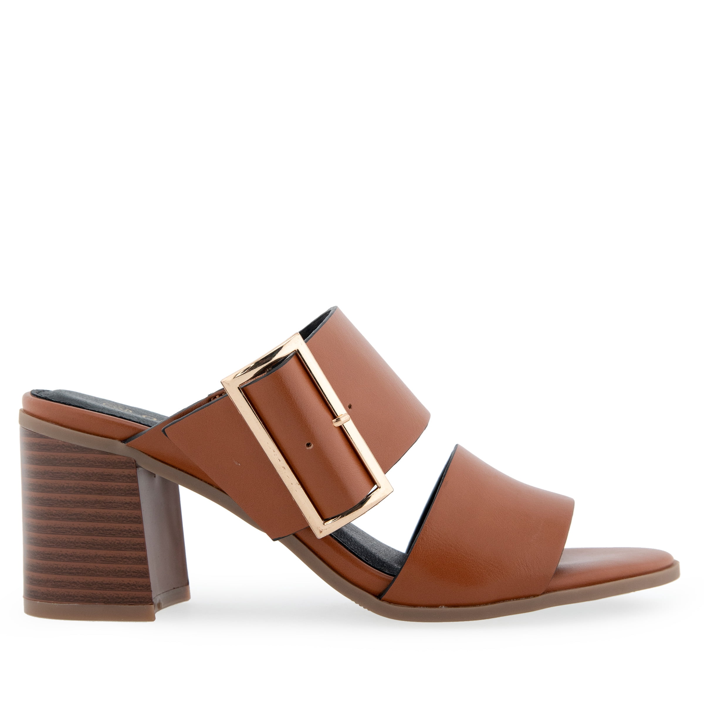 Alexis Bendel Ladies Cognac Vachetta Leather Heel Sandals Size 6.5