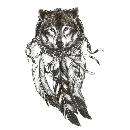 Man Wolf Pattern Removable Body Art Decor Paper Sticker Decal Temporary Tattoo