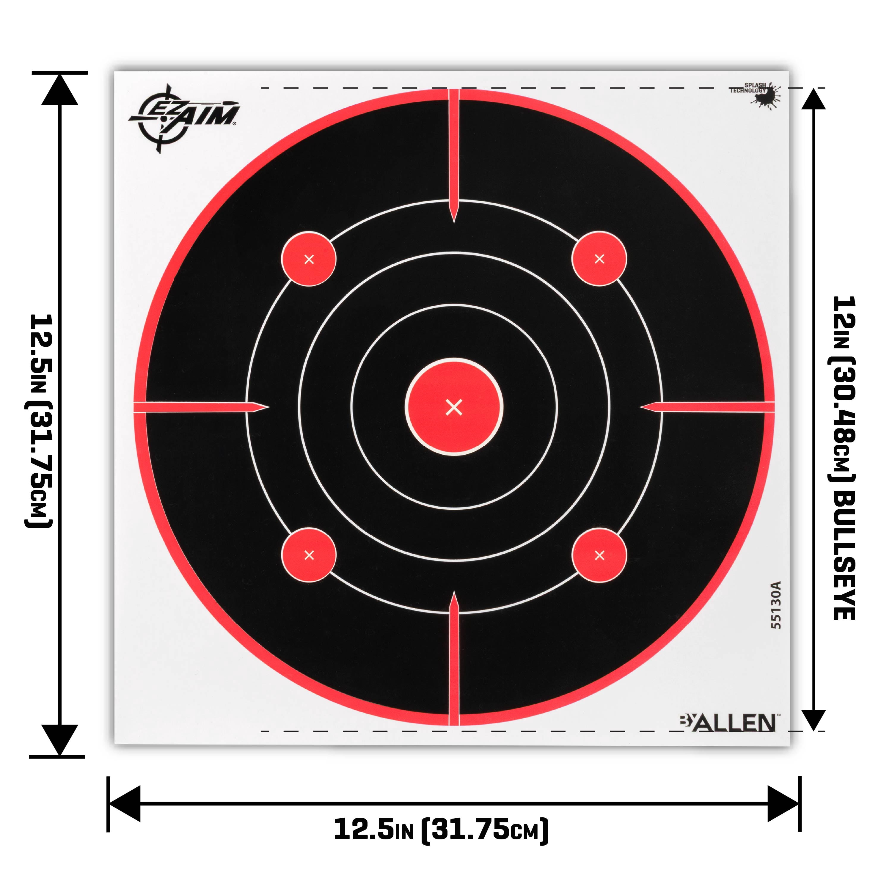 EZ Aim Splash Bullseye and Sight Grid Targets, 12 x 12 Inch, 10 Pack