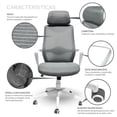 thumbnail image 3 of Silla de Oficina Gris Estilizada Ejecutiva con Cabecera TOPLIVING Top Living Silla gris Estilizada ejecutiva con cabecera, 3 of 6
