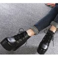thumbnail image 4 of Nuevos botines de mujer a la moda de cuero negro, moda de otoño, piel Sexy, botas de plataforma impermeables antideslizantes para motocicleta, zapatos para mujer, 4 of 5