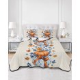 thumbnail image 2 of Quilt King Size Bedding Set, Fall Orange Blue Pumpkins Reversible Summer Quilt 3 Pieces, Thanksgiving Autumn Leaf Beige Lightweight Bedspreads Coverlets with 2 Pillow Shams for All Seasons, 2 of 5