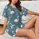 thumbnail image 4 of Fotbe Flamingo Conjunto de Pijama Estampado para Mujer, 2 Piezas, Ropa de Dormir con Camiseta de Manga Corta y Shorts Suaves-Medium, 4 of 6
