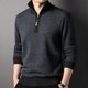 thumbnail image 3 of Suéter de lana de invierno para hombre, nueva camisa de punto con cremallera gruesa de lana pura, jersey para hombre de mediana edad, cuello alto medio, 3 of 5