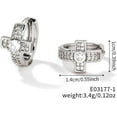 thumbnail image 2 of Elegant Cross Brass Pave Clear Cubic Zirconia Hoop Earrings Silver 14x10mm, 2 of 3
