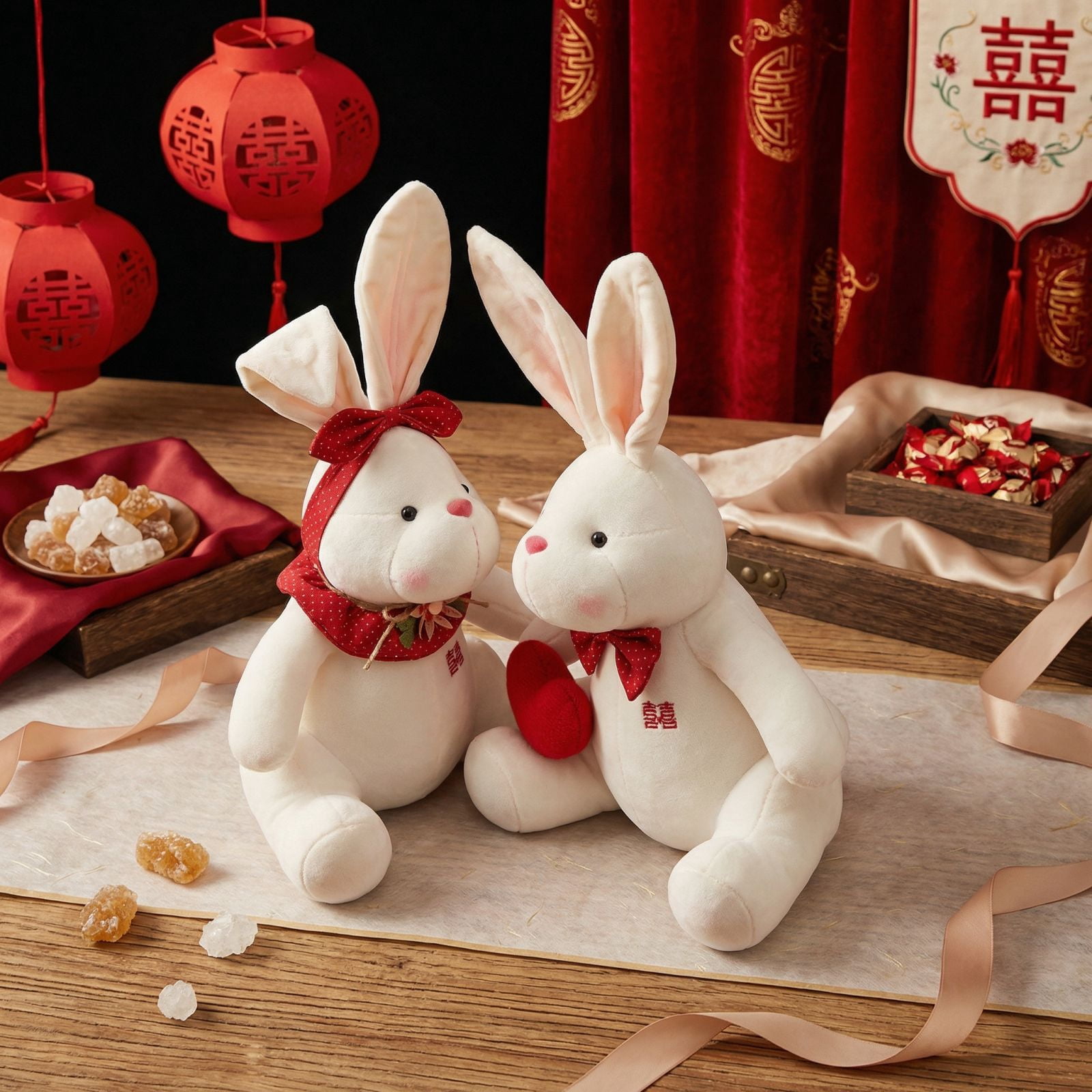 Festive Rabbit Plush Toy, Novelty Gift Doll, Soft Stuffed Animal for Celebration