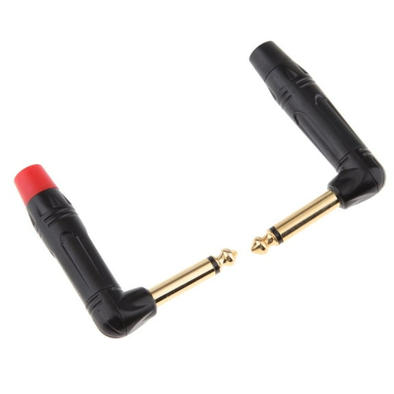 2Pieces 90 Degree 6.35mm 1/4inch Wire Connector Male Plug Adapter Solder Connector