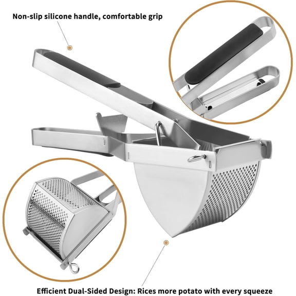 Yucurem Potato Ricer Stainless Steel with Non-Slip Grip 22 oz 1 Pack