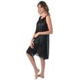 Venice Womens Silky Looking Embroidered Nightgown 06 Medium Black