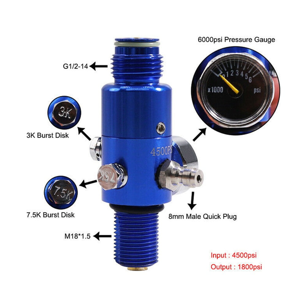 HPA Valve Tank Adapter 4500psi Pressure Air Tank Regulator for Paintball PCP