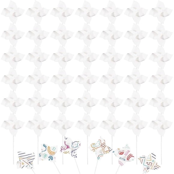 48 Sets DIY Pinwheels Craft Paper Pinwheels Blank White Craft Kits Your Own Pinwheels for Boys Girls Summer Activity School Group Daycare Arts Craft Daycare Project Party