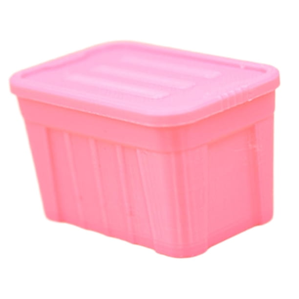 Caja de almacenamiento en miniatura a escala 1/12, miniorganizador de adornos artesanales con tapa para mesa de arena Rosa