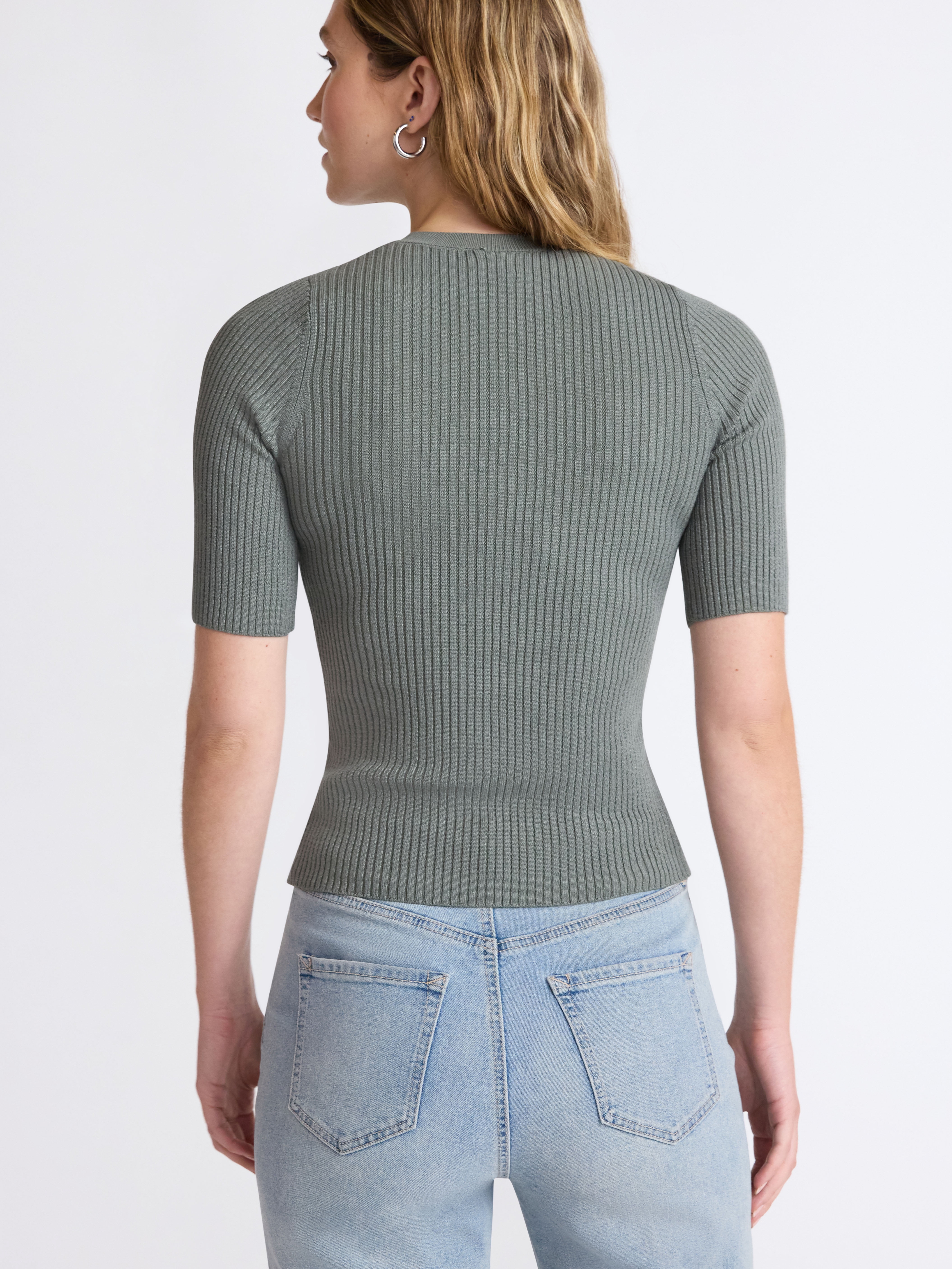 Scoop Women's and Women's Plus Rib Knit Sweater with Elbow Length Sleeves, Lightweight, Sizes XS-4X