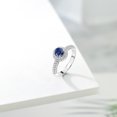 thumbnail image 4 of Gem Stone King 925 Sterling Silver Blue Created Sapphire and White Moissanite Engagement Ring for Women (1.16 Cttw, Round 5MM, Available in Size 5, 6, 7, 8, 9), 4 of 6