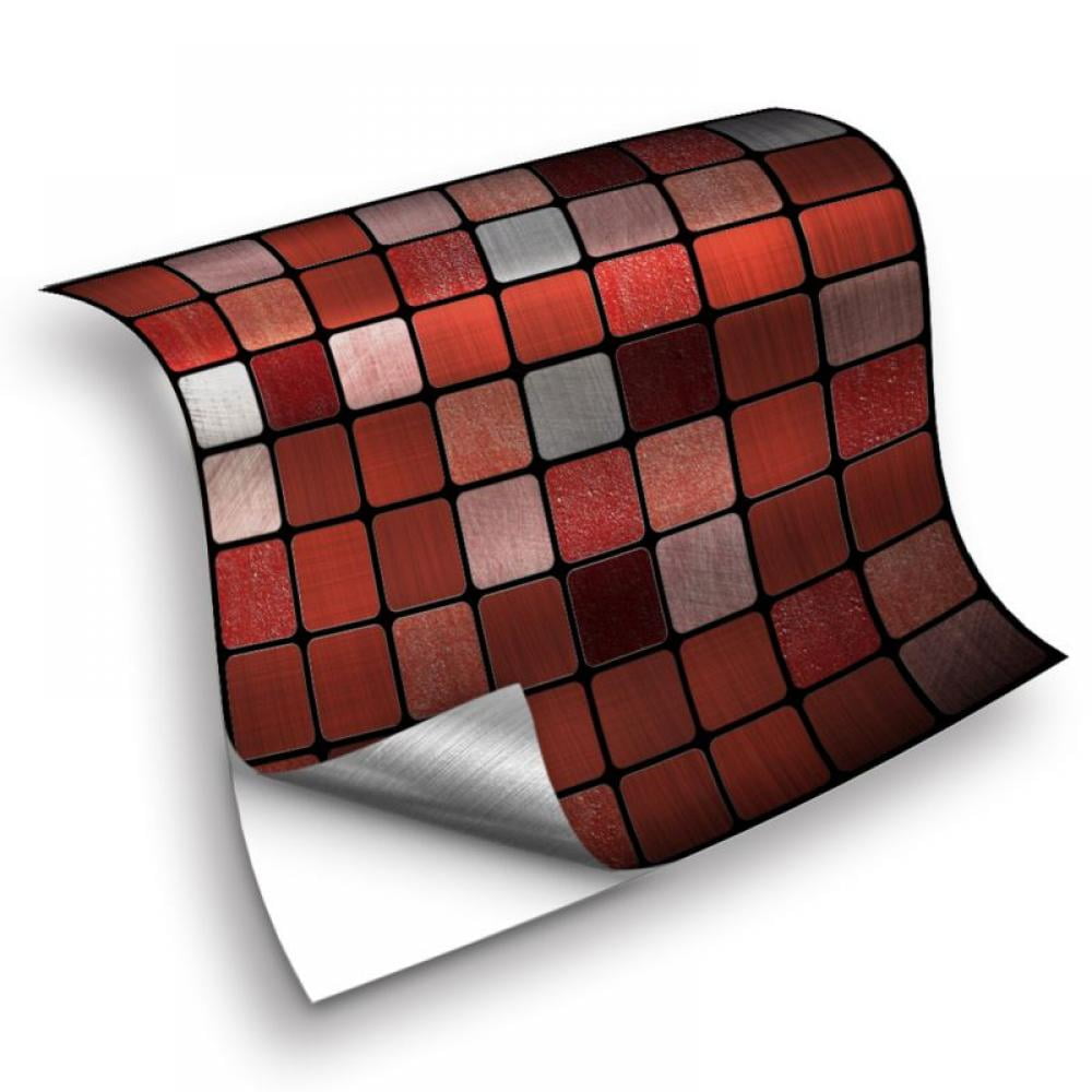 25-Sheet Self Adhesive Backsplash, Marble Design 3D Wall Panels, Kitchen Backsplash Bathroom Wall Tile (Red,10*10cm)