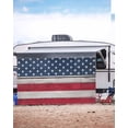 thumbnail image 5 of 4th of July RV Awning Sun Shade Screen 9'X15.3' American Flag Stars Stripes Mesh Sunscreen Red Wood Grain Awning Shade Screen with Zipper UV Blocker Completed Kits for RV Motorhome Camper Trailer, 5 of 7