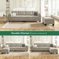 thumbnail image 2 of HONBAY Reversible Velvet Upholstered L-Shaped Sectional Sofa Couch with Storages and Pockets, Pearl Grey, 2 of 6