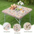 thumbnail image 4 of Beige Princess Watercolor Dress Pattern Square Fitted Tablecloth with Elastic Edge,Square Table Cover,Washable Elastic Table Cover for Home Kitchen Party Decor 36"x36", 4 of 6