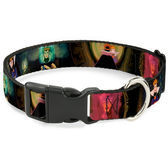 Disney Pet Collar, Dog Collar Plastic Buckle, Snow White Evil Queen Poses, 8.5 to 12 Inches 0.5 Inch Wide