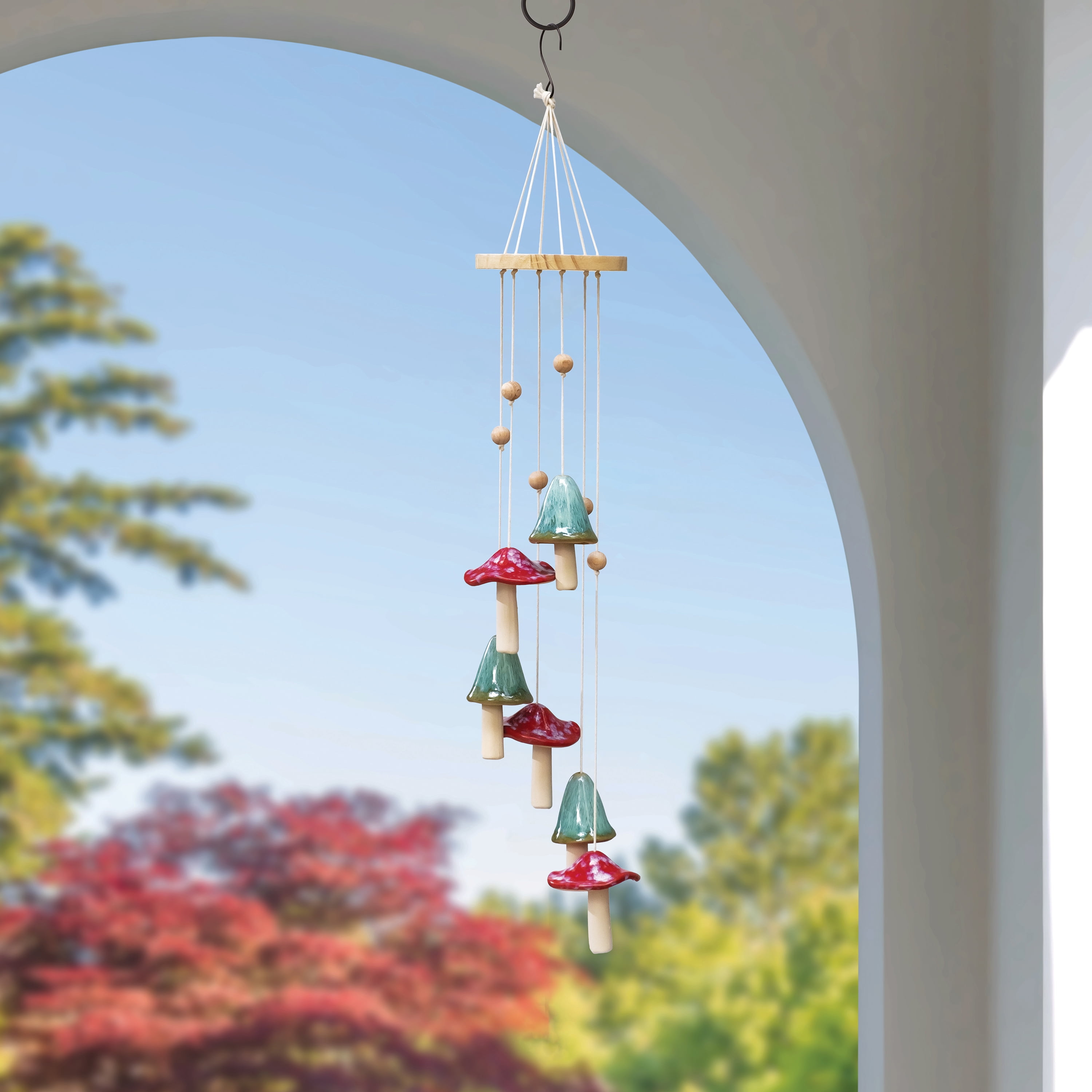 Mainstays Weather-Resistant Ceramic Mushroom Outdoor Wind Chime