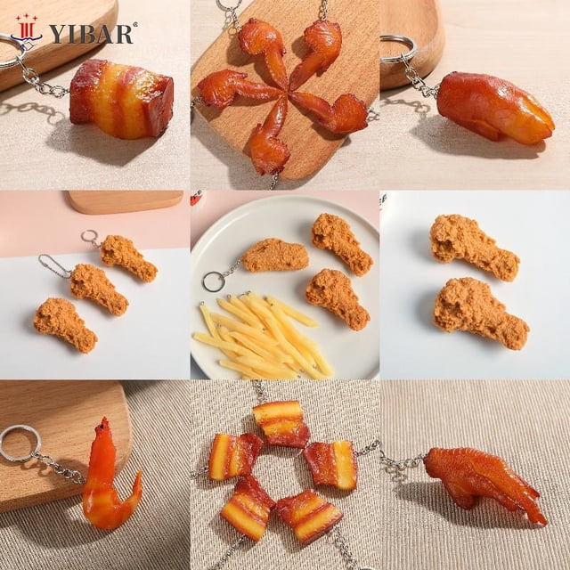 Imitation Food Keychain Fried Chicken Nuggets Chicken Leg Food Pendant Toy Gift1pcs12 He Qiyong unisex