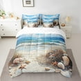 thumbnail image 2 of Erosebridal Tropical Beach Bed in a Bag Queen Size, Ocean Wave Starfish Conch Bed Set, Reversible 7pcs, 2 of 4