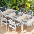 thumbnail image 2 of Spring Easter Table Cloths for 8 Foot Rectangle Tables, Retro Rabbit Cup Botanical Purple Leaves Patio Waterproof Elastic Fitted Tablecloths, Washable Rectangular Table Cover for Camping, 2 of 8