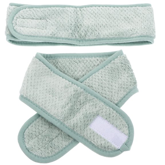ETEREAUTY 2Pcs Green Makeup Bathing Headband Adjustable Facial Hairband for Shower and Face Wash