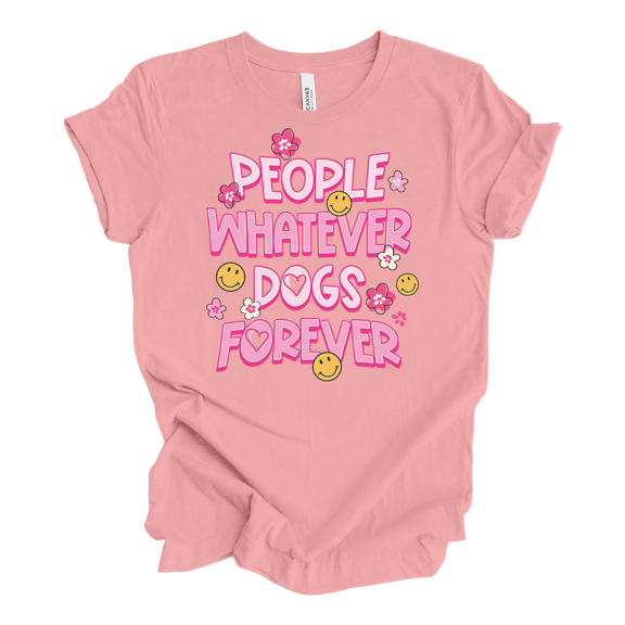 Womens People Whatever Dogs Forever Unisex Short Sleeve Graphic Tee-Pink-small