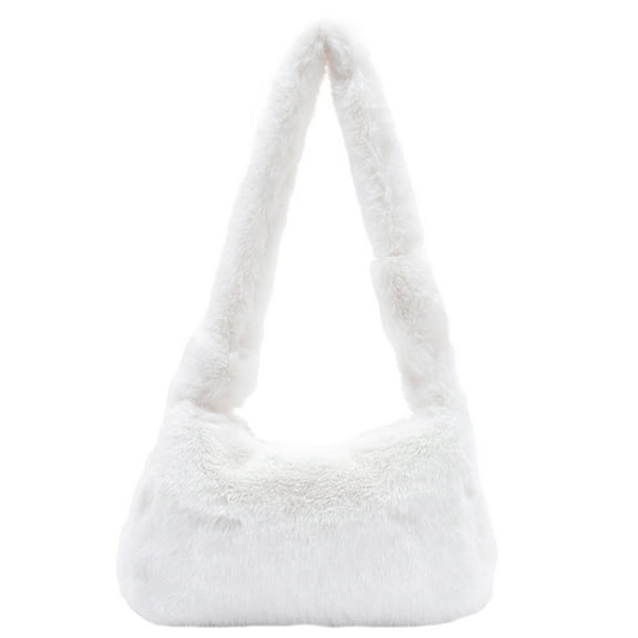 Plush Handbag Women Handbag Purses Handbags Shoulder Bag White