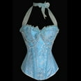 thumbnail image 2 of Linda cadena de perlas adornada con cinta de encaje halter azul divertido corsé Fridja nalpqowj6158, 2 of 9