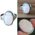 thumbnail image 3 of SmartBy Fashion Women Super Shining Oval Shape Artificial Opal Ring Finger Jewelry Gift, 3 of 7