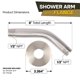 thumbnail image 3 of Brazo de ducha SUPPLYGIANT 20 cm acero inoxidable con acabado de níquel cepillado, 3 of 6