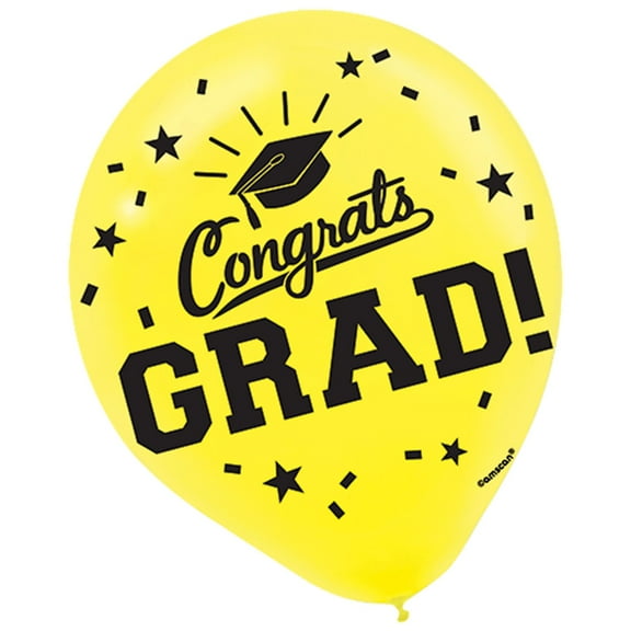 A Birthday Place School Colors Congrats Grad 12-Inch Latex Balloons, 15ct