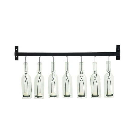 Votive Wall Studio 350 The Gray Barn Jartop Black Wrought Iron/ Glass Wall Rack with Seven Votive Candle Holders ()