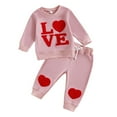 thumbnail image 2 of RTKFRFLM Kids Toddler Valentine Couple Outfit Knit Long Sleeve Hoodie and Sweatpants Cozy Matching Set Sizes 0-3Y, 2 of 4