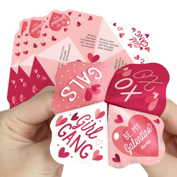 Big Dot of Happiness Happy Galentine’s Day - Valentine’s Day Party Cootie Catcher Game - Conversation Starters Fortune Tellers - Set of 12