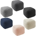 thumbnail image 6 of HLL Square Pouf Ottoman, Natural - 18.5" W x 18.5" D x 14.5" H Cotton Knit Foot Stool - Boho Floor Pouffe for Living Room, Bedroom, Home Office, 6 of 6