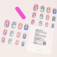 thumbnail image 4 of Uñas postizas acrílicas artificiales con degradado colorido, cuadradas medianas, con diseño jaspeado, cobertura total, reutilizables y brillantes., 4 of 5