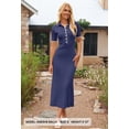 thumbnail image 5 of Merokeety Womens Summer Maxi Dress V Neck Slim Fit Knit Knit Sweater Dresses Navy xl, 5 of 6